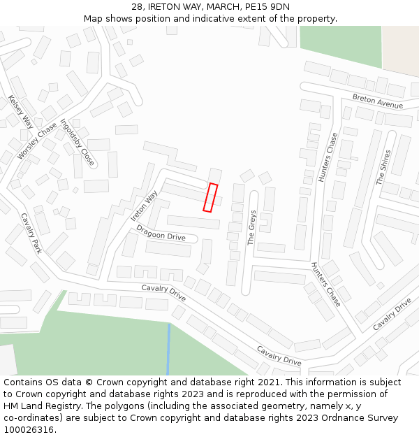 28, IRETON WAY, MARCH, PE15 9DN: Location map and indicative extent of plot