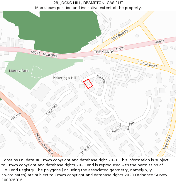 28, JOCKS HILL, BRAMPTON, CA8 1UT: Location map and indicative extent of plot