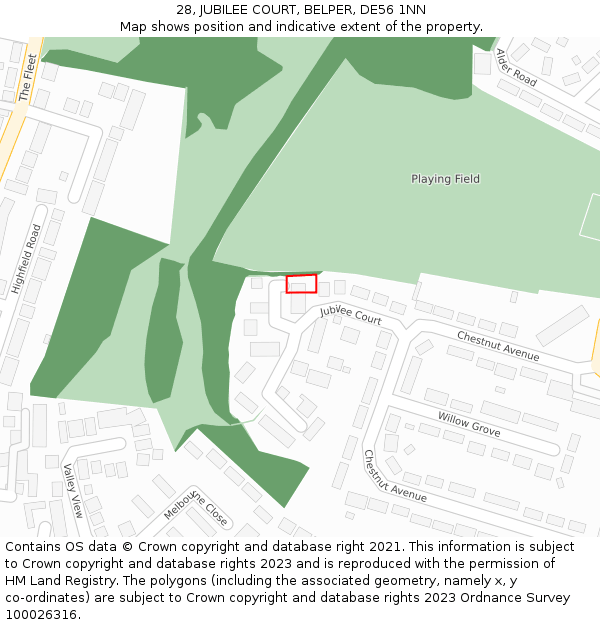 28, JUBILEE COURT, BELPER, DE56 1NN: Location map and indicative extent of plot