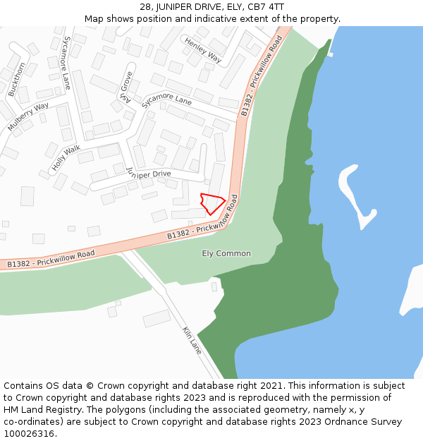 28, JUNIPER DRIVE, ELY, CB7 4TT: Location map and indicative extent of plot