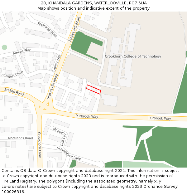 28, KHANDALA GARDENS, WATERLOOVILLE, PO7 5UA: Location map and indicative extent of plot