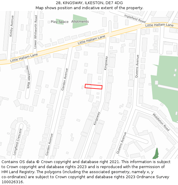28, KINGSWAY, ILKESTON, DE7 4DG: Location map and indicative extent of plot