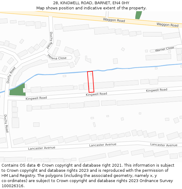 28, KINGWELL ROAD, BARNET, EN4 0HY: Location map and indicative extent of plot
