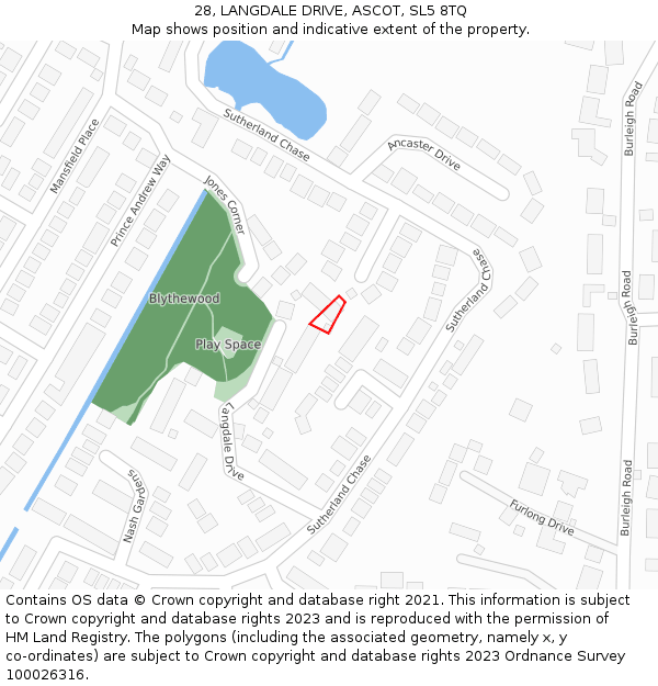 28, LANGDALE DRIVE, ASCOT, SL5 8TQ: Location map and indicative extent of plot