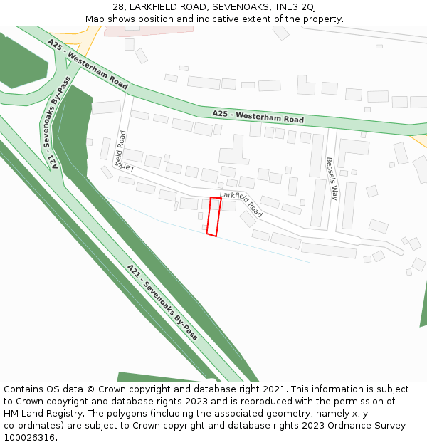 28, LARKFIELD ROAD, SEVENOAKS, TN13 2QJ: Location map and indicative extent of plot