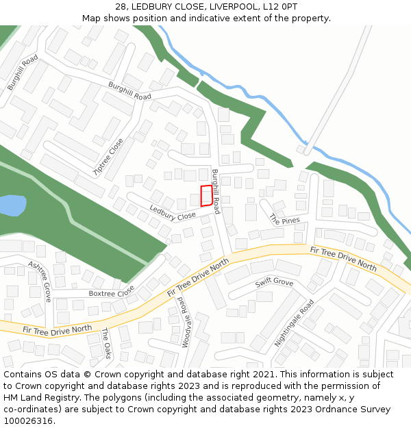 28, LEDBURY CLOSE, LIVERPOOL, L12 0PT: Location map and indicative extent of plot