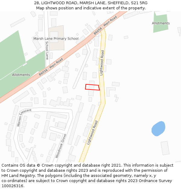 28, LIGHTWOOD ROAD, MARSH LANE, SHEFFIELD, S21 5RG: Location map and indicative extent of plot