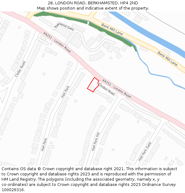 28, LONDON ROAD, BERKHAMSTED, HP4 2ND: Location map and indicative extent of plot
