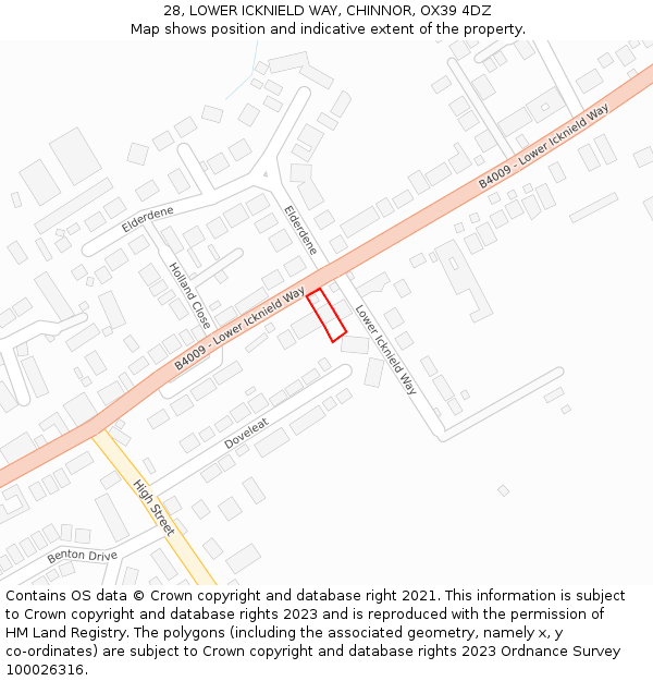 28, LOWER ICKNIELD WAY, CHINNOR, OX39 4DZ: Location map and indicative extent of plot