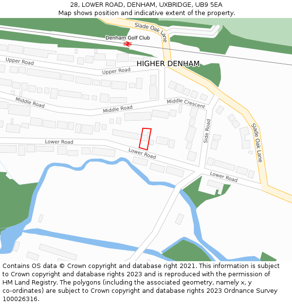 28, LOWER ROAD, DENHAM, UXBRIDGE, UB9 5EA: Location map and indicative extent of plot