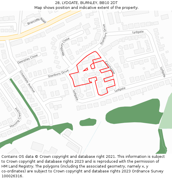 28, LYDGATE, BURNLEY, BB10 2DT: Location map and indicative extent of plot