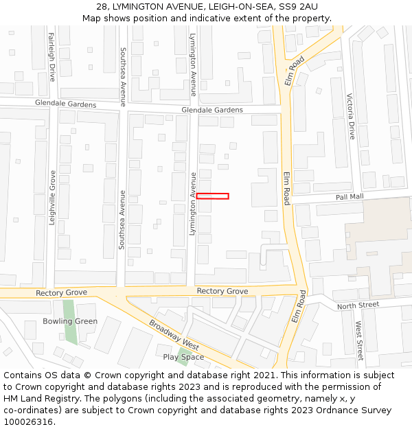 28, LYMINGTON AVENUE, LEIGH-ON-SEA, SS9 2AU: Location map and indicative extent of plot