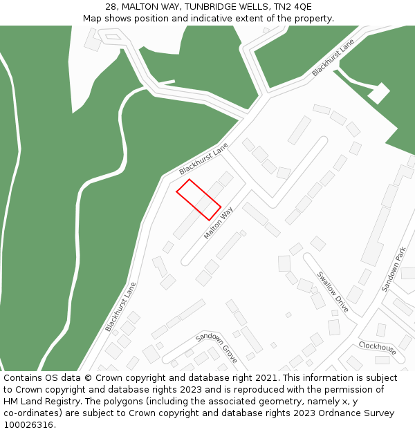 28, MALTON WAY, TUNBRIDGE WELLS, TN2 4QE: Location map and indicative extent of plot