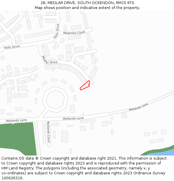 28, MEDLAR DRIVE, SOUTH OCKENDON, RM15 6TS: Location map and indicative extent of plot