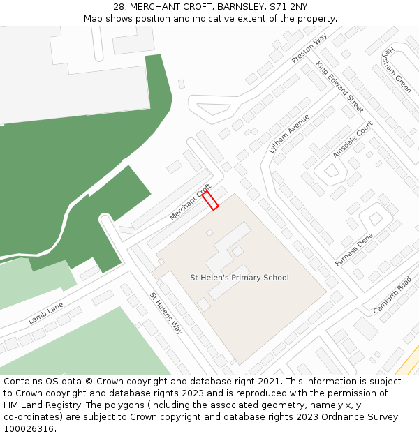 28, MERCHANT CROFT, BARNSLEY, S71 2NY: Location map and indicative extent of plot