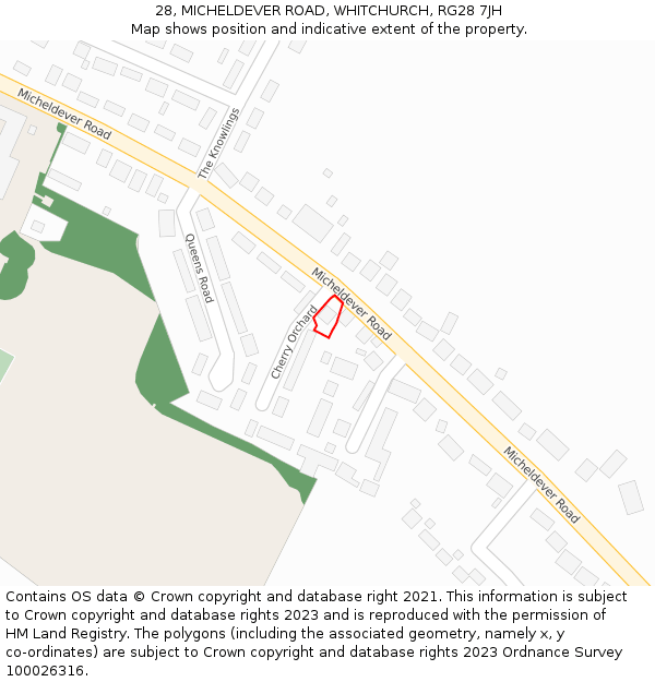 28, MICHELDEVER ROAD, WHITCHURCH, RG28 7JH: Location map and indicative extent of plot