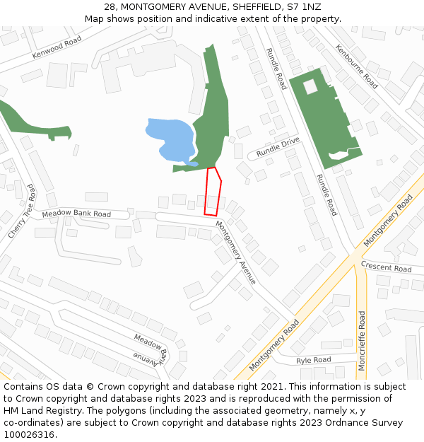 28, MONTGOMERY AVENUE, SHEFFIELD, S7 1NZ: Location map and indicative extent of plot