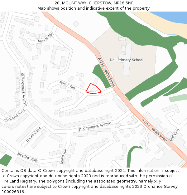 28, MOUNT WAY, CHEPSTOW, NP16 5NF: Location map and indicative extent of plot