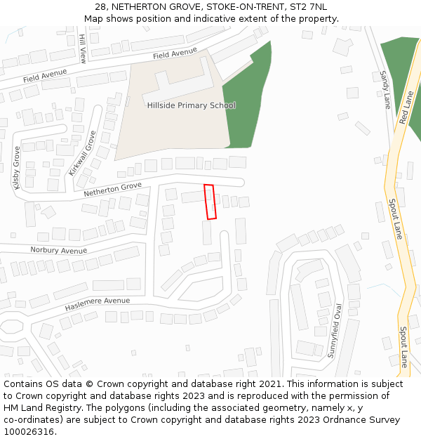 28, NETHERTON GROVE, STOKE-ON-TRENT, ST2 7NL: Location map and indicative extent of plot