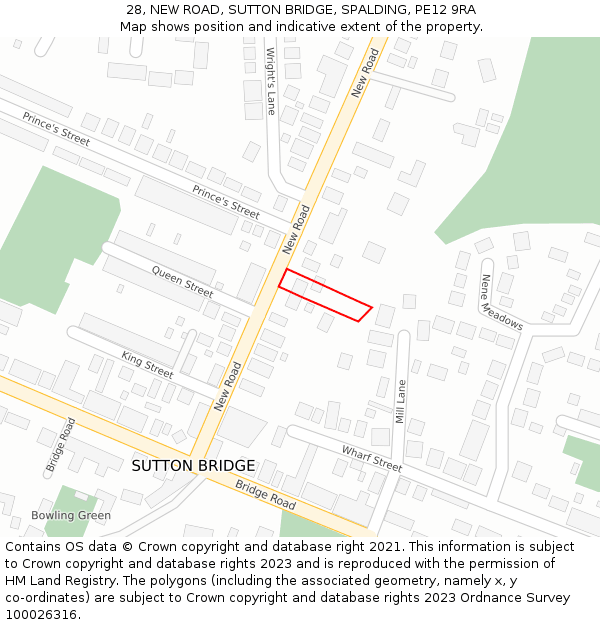 28, NEW ROAD, SUTTON BRIDGE, SPALDING, PE12 9RA: Location map and indicative extent of plot