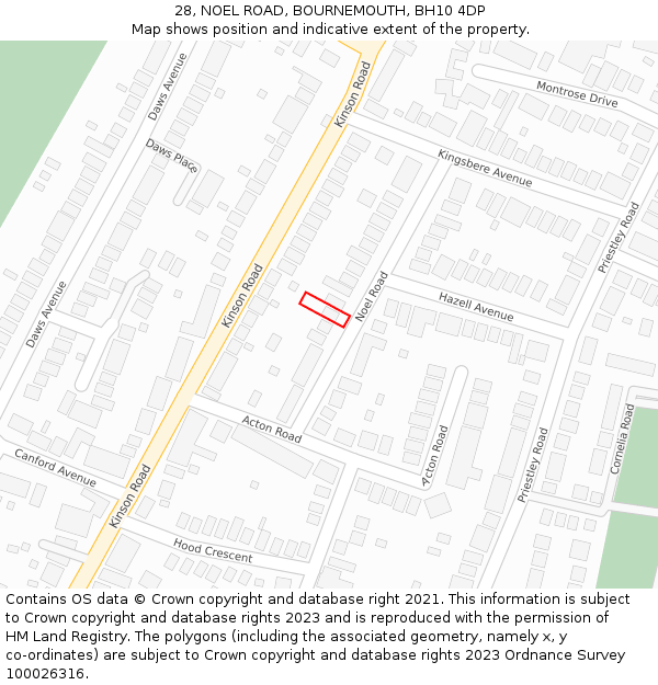 28, NOEL ROAD, BOURNEMOUTH, BH10 4DP: Location map and indicative extent of plot