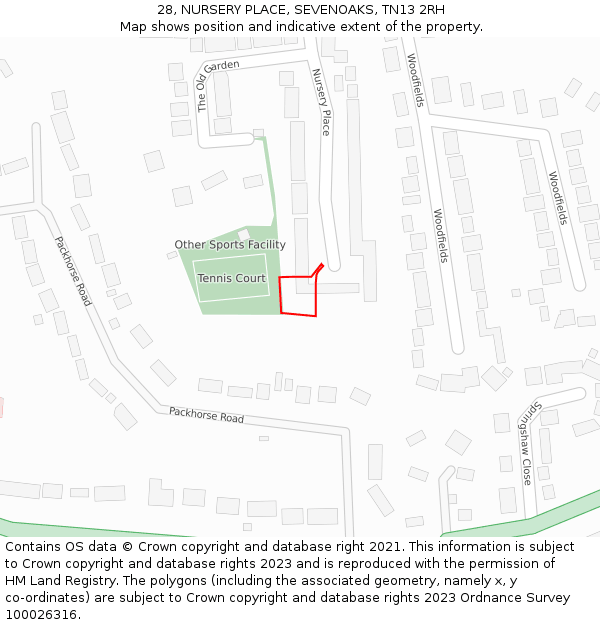 28, NURSERY PLACE, SEVENOAKS, TN13 2RH: Location map and indicative extent of plot