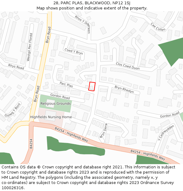 28, PARC PLAS, BLACKWOOD, NP12 1SJ: Location map and indicative extent of plot
