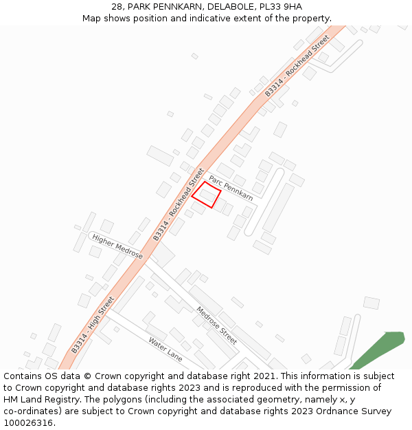 28, PARK PENNKARN, DELABOLE, PL33 9HA: Location map and indicative extent of plot