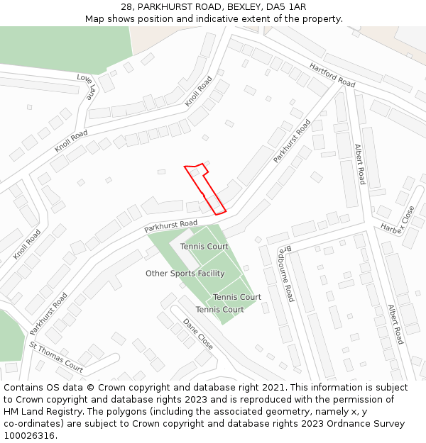 28, PARKHURST ROAD, BEXLEY, DA5 1AR: Location map and indicative extent of plot