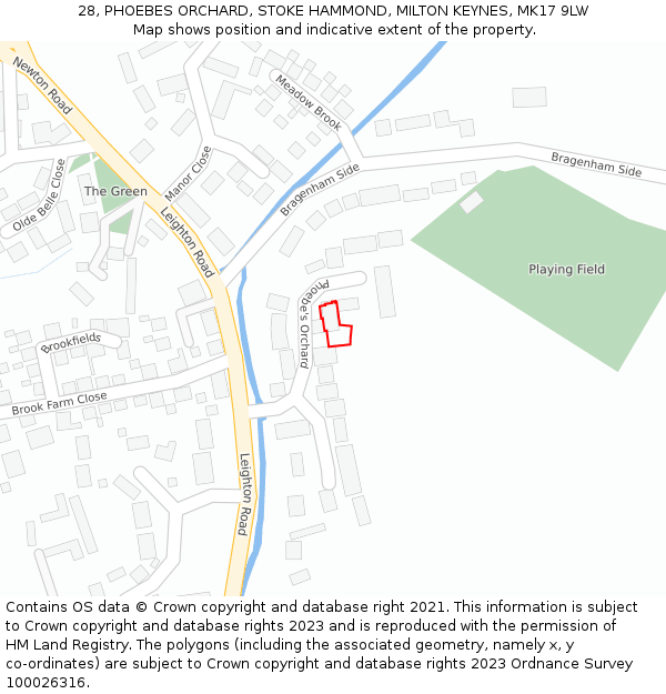 28, PHOEBES ORCHARD, STOKE HAMMOND, MILTON KEYNES, MK17 9LW: Location map and indicative extent of plot