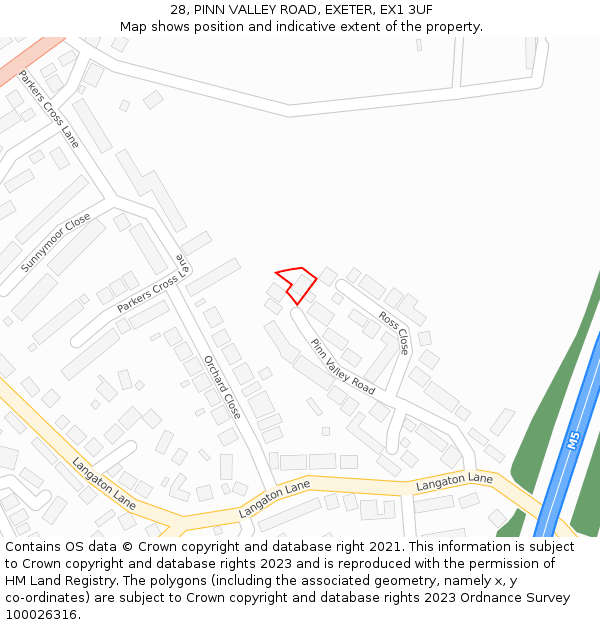 28, PINN VALLEY ROAD, EXETER, EX1 3UF: Location map and indicative extent of plot