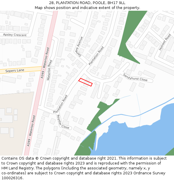 28, PLANTATION ROAD, POOLE, BH17 9LL: Location map and indicative extent of plot