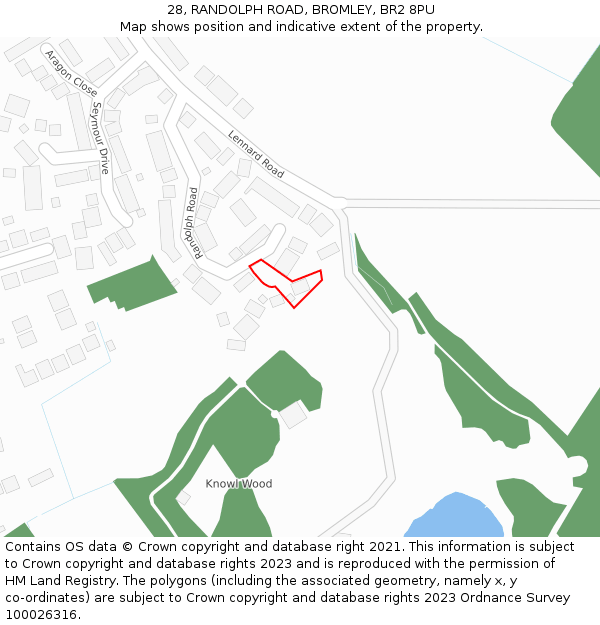 28, RANDOLPH ROAD, BROMLEY, BR2 8PU: Location map and indicative extent of plot