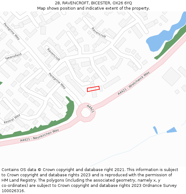 28, RAVENCROFT, BICESTER, OX26 6YQ: Location map and indicative extent of plot