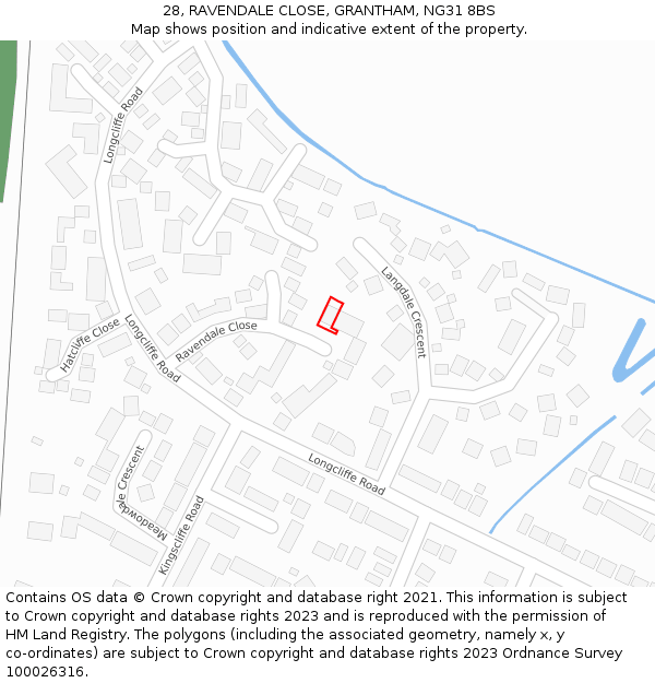 28, RAVENDALE CLOSE, GRANTHAM, NG31 8BS: Location map and indicative extent of plot