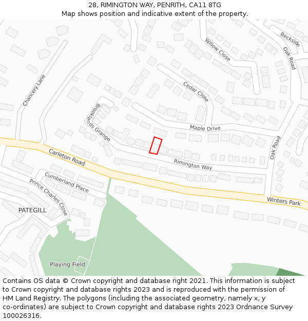 28, RIMINGTON WAY, PENRITH, CA11 8TG: Location map and indicative extent of plot