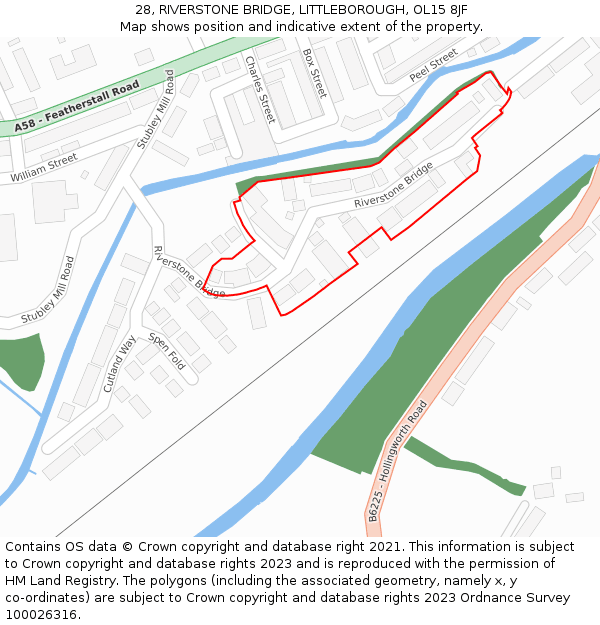 28, RIVERSTONE BRIDGE, LITTLEBOROUGH, OL15 8JF: Location map and indicative extent of plot