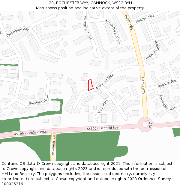28, ROCHESTER WAY, CANNOCK, WS12 3YH: Location map and indicative extent of plot