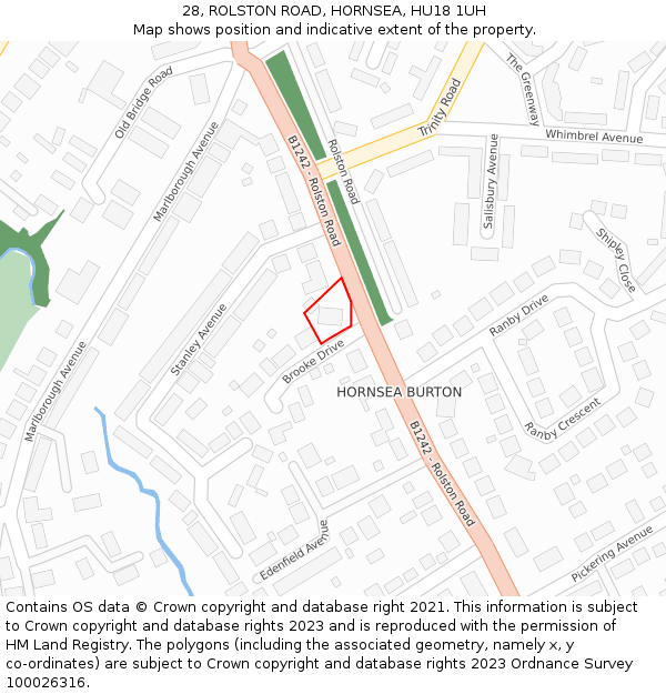 28, ROLSTON ROAD, HORNSEA, HU18 1UH: Location map and indicative extent of plot