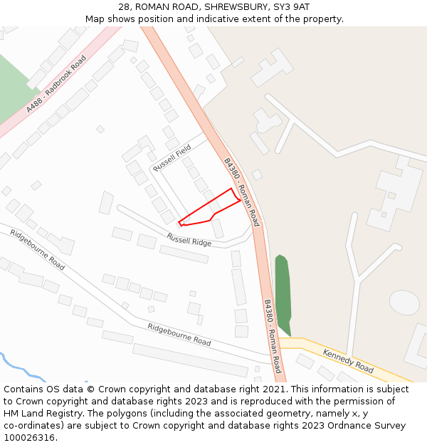 28, ROMAN ROAD, SHREWSBURY, SY3 9AT: Location map and indicative extent of plot