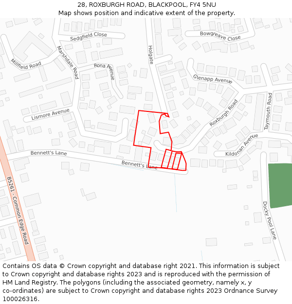 28, ROXBURGH ROAD, BLACKPOOL, FY4 5NU: Location map and indicative extent of plot