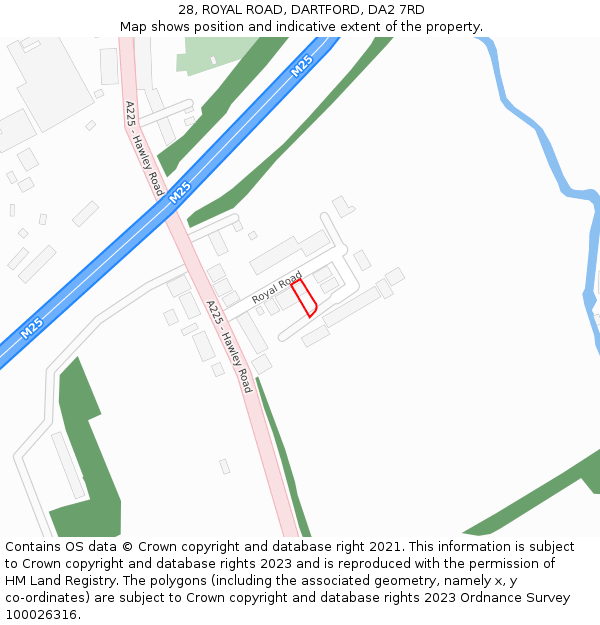 28, ROYAL ROAD, DARTFORD, DA2 7RD: Location map and indicative extent of plot