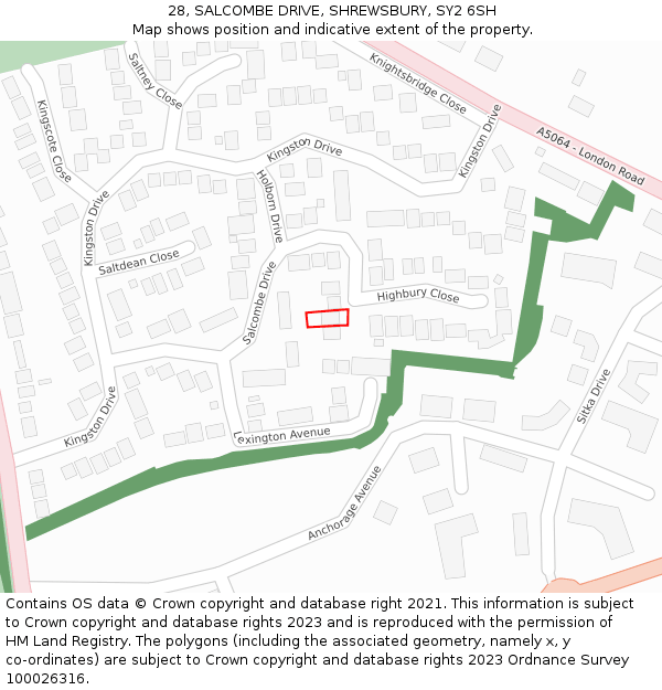 28, SALCOMBE DRIVE, SHREWSBURY, SY2 6SH: Location map and indicative extent of plot