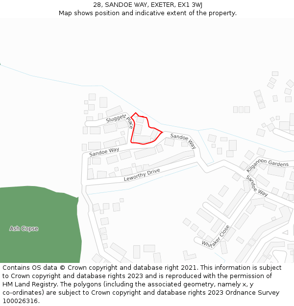 28, SANDOE WAY, EXETER, EX1 3WJ: Location map and indicative extent of plot