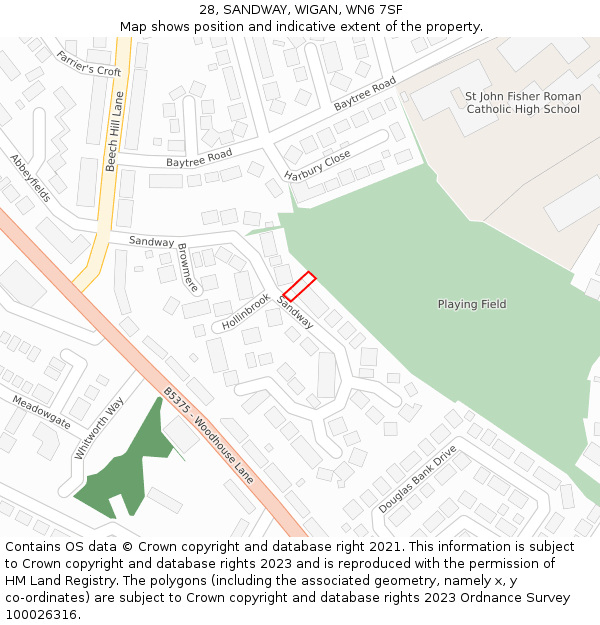 28, SANDWAY, WIGAN, WN6 7SF: Location map and indicative extent of plot