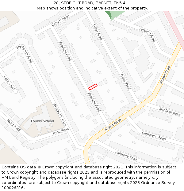 28, SEBRIGHT ROAD, BARNET, EN5 4HL: Location map and indicative extent of plot