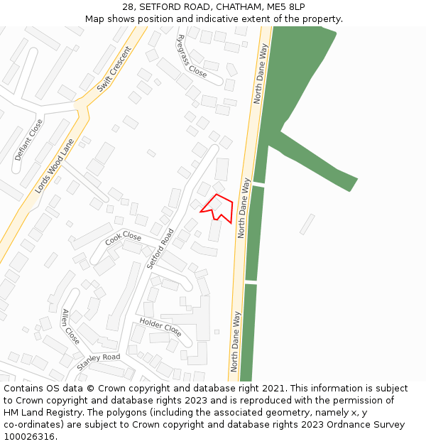 28, SETFORD ROAD, CHATHAM, ME5 8LP: Location map and indicative extent of plot