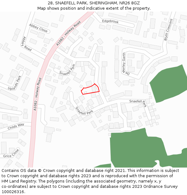 28, SNAEFELL PARK, SHERINGHAM, NR26 8GZ: Location map and indicative extent of plot