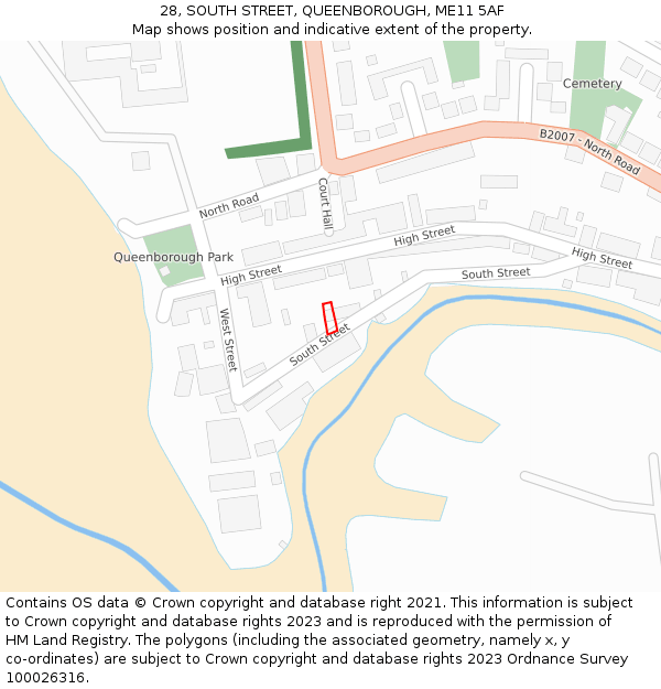 28, SOUTH STREET, QUEENBOROUGH, ME11 5AF: Location map and indicative extent of plot