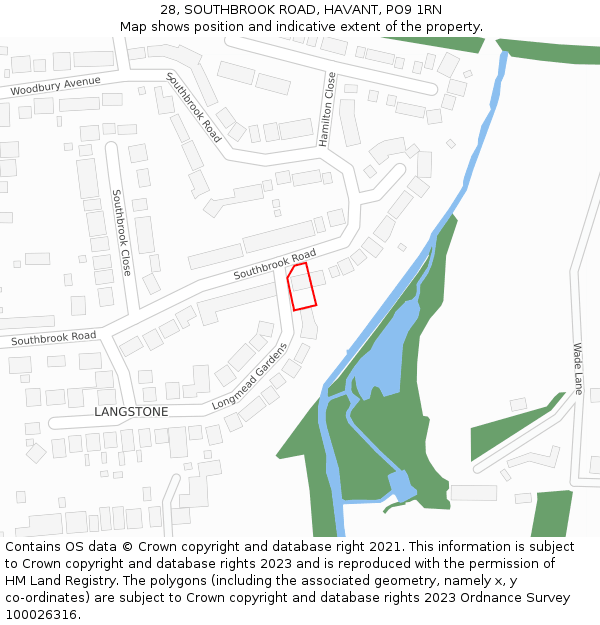 28, SOUTHBROOK ROAD, HAVANT, PO9 1RN: Location map and indicative extent of plot